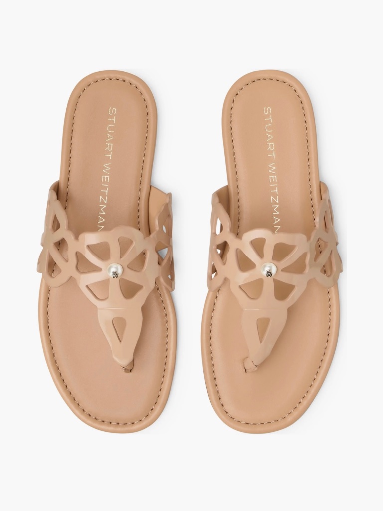 New Stuart Weitzman Women’s Jasmine Cutout Sandal, Us 7.5, Tan Beige Color $250